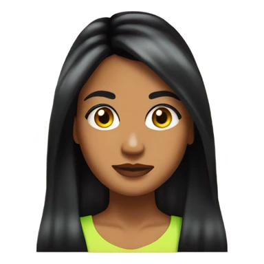 Tanned woman with long black hair dressed in 2000s Y2K hair, makeup, and neon attire sticker