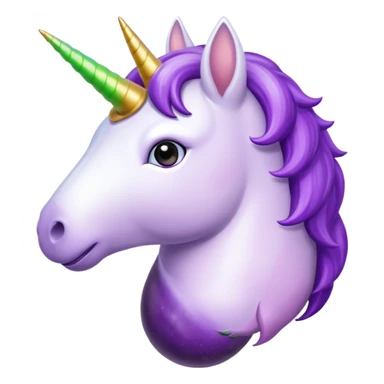 unicorn thinking about eggplant sticker