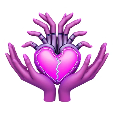 Neon cyberpunk style 
heart made of  hands sticker