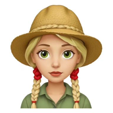 messy green clay mask and red tourist hat blond braided woman big eyes sticker