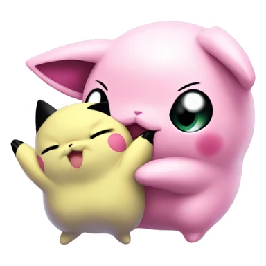 Jigglypuff kissing pikachu sticker