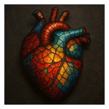 heart with a stained glass pattern, realistic digital art style sticker