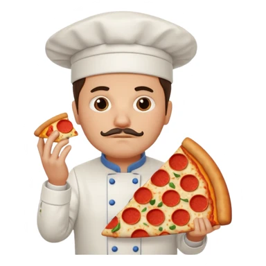 Chef being sad while holding a pizza sticker