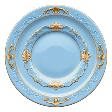vintage rococo highly detailed pale blue plate sticker