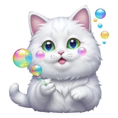 cat blowing bubbles sticker