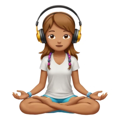 A girl is sitting cross-legged in a meditation pose, wearing headphones and listening to music. The song is so good that honey is dripping from her ears, and her expression is completely dazed because she’s enjoying the music so much. Like this girl 🧘🏻‍♀️ sticker