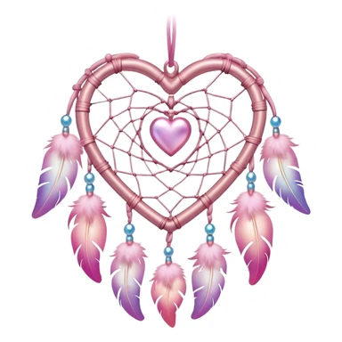 Iridescent pastel pink heart-shaped rosy dreamcatcher sticker