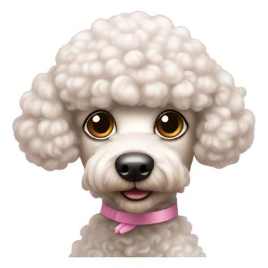 Poodle toy branco com um laço rosa claro em uma das orelhas sticker