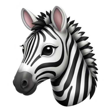 Cinematic Cute Zebra Portrait Emoji, Head tilted playfully and inquisitively, featuring a glossy, intricately striped fur of black and white, a refined, horse-like head with a long snout and alert ears, and round, sparkling eyes filled with curious wonder, Simplified yet irresistibly adorable features, highly detailed, glowing with a warm, friendly glow, high shine, affectionate and spirited, stylized with a touch of savannah whimsy, bright and endearing, soft glowing outline, capturing the essence of a mischievous yet loving zebra that feels like it could prance out of the screen and into your arms! sticker