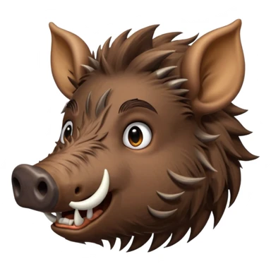 Wild boar face side view with long tusks emoji realistic sticker