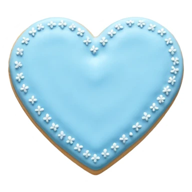Realistic shortbread cookie in the shape of a heart with pastel blue sticker