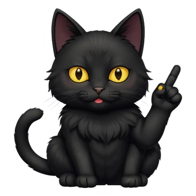 Black cat with yellow eyes giving the middle finger sticker