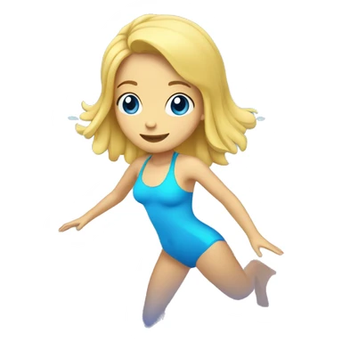 girl swimming blonde hair blue eyes full body with flippers sticker