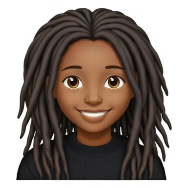 African american girl with long black locs smiling with black sweater sticker