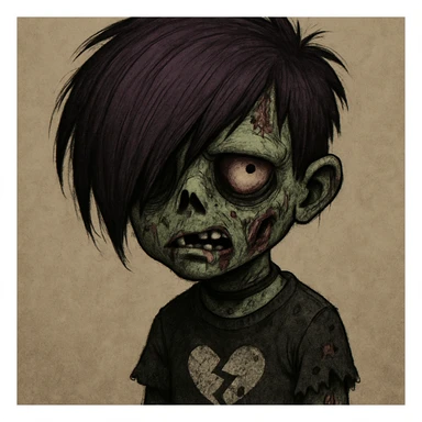 boy zombie with emo hair, style 5 sticker