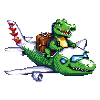 crocodile riding on an airplane sticker