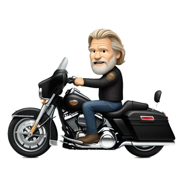 Jeff bridges riding a solid black harley-davidson with no chrome sticker