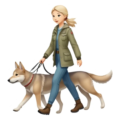 A beautiful girl walking a Czechoslovakian Wolfdog sticker