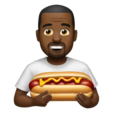 kanye west eating a hotdog with ketchup and mustard sticker
