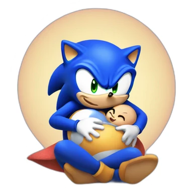 pregnant sonic cradling a baby sticker