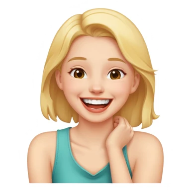 girl holding her neck while laughing sticker