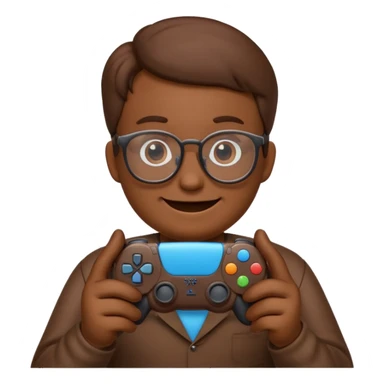 Emoji poop with glasses holding a ps5 controller sticker