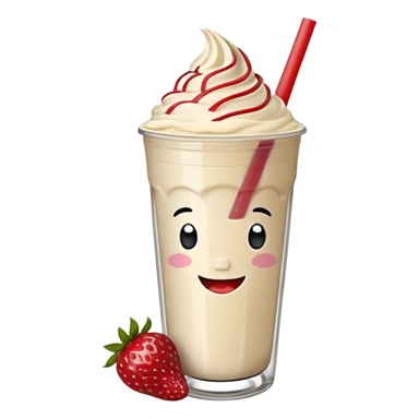 un vaso de batido animado, de caricatura, con tapa y pitillo, que tenga brazos y piernas, cara tierna y que inspire confianza y amabilidad sticker