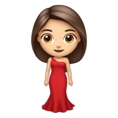 brunette with long straight hair with brown eyes in a full-length red evening dress sticker