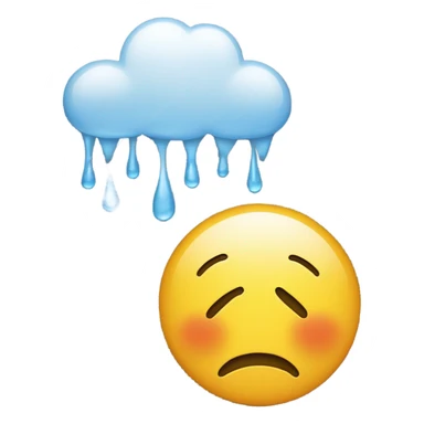 frown face emoji under raining cloud emoji sticker