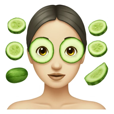 A girl in spa with cucumbers on her eyes drinking matcha sticker