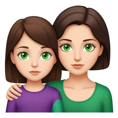Mom and daughter, brunettes, green eyes sticker
