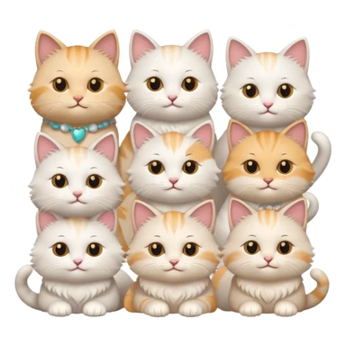 White cute cats with accessories sticker