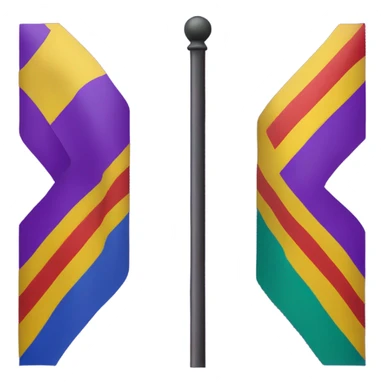 rectangular flag of the Land of Oz from the Oz books, with purple top corner, yellow left corner, blue right corner, red bottom corner, and emerald in center sticker