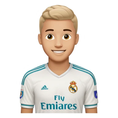 Jude Bellingham, English footballer, smiling, wearing a Real Madrid jersey, emoji style sticker