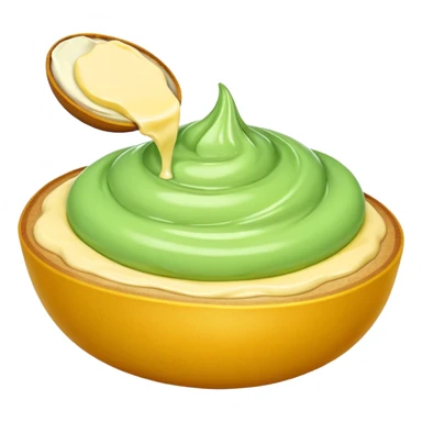 Erstelle eine Birne mit einem Stück geschmolzener Butter  sticker