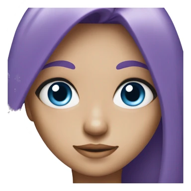 blue eyed girl with purple hair sticker