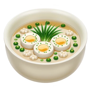 Make an emoji of tteokguk, a traditional Korean food. Okay, take the eggs out of that picture and put rice cakes in it. Make the soup white sticker