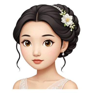 Asian girl bridal look with updo hair sticker