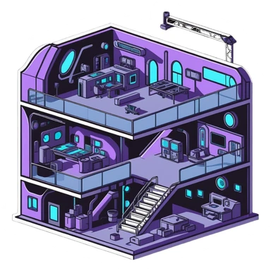 futuristic secret lair under construction sticker