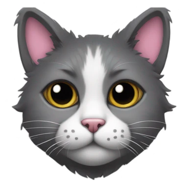 Fluffy dark grey cat with white spot around the nose and with pink nose with black spot on nose  sticker