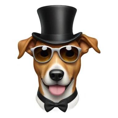 A dog with sunglasses and a top hat  sticker