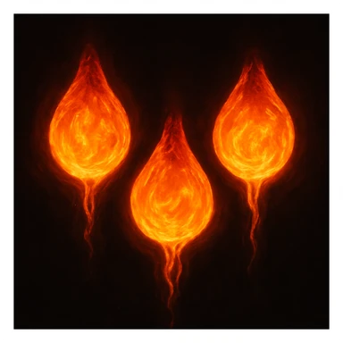 three glowing molten lava droplets with a sense of heat and fluidity sticker
