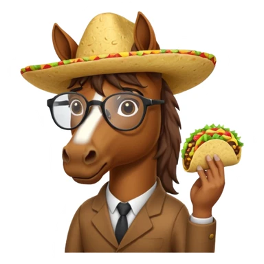 horse holding taco with glasses sticker