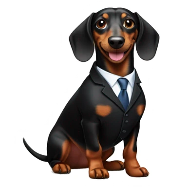 Happy black and brown Dachshund dog in suit sticker