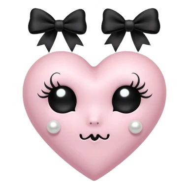 pastel goth heart with black bows and pearls, soft pink and black, cute gothic style, remove background sticker