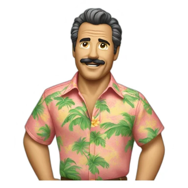 Magnum pi with hawaii shirt waving sticker