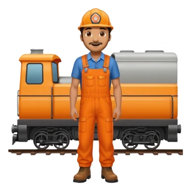 Indian male railway engineer orange overalls, boots  sticker