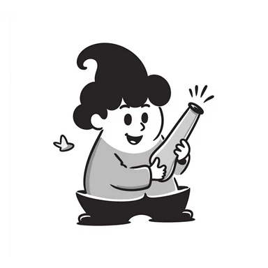 cute hand-drawn poop character holding a small bong sticker