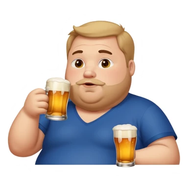 Fat guy drinking beer sticker