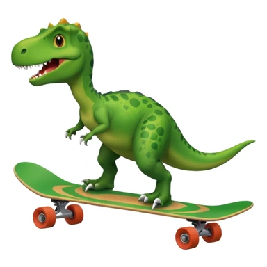 Dinosaur on a skateboard but the skateboard is a circle around the dinosaur sticker